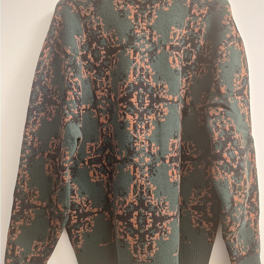 Abercrombie & Fitch Green and Brown Crewneck Sweater